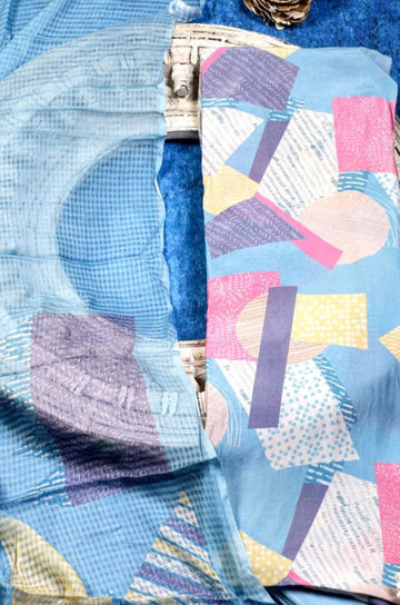 Blue Geometric Co-ord Unstitched Salwar Set Geetha Creation